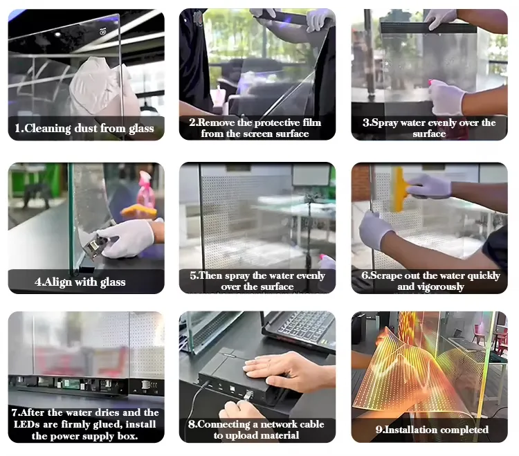 How to install an LED film screen for glass
